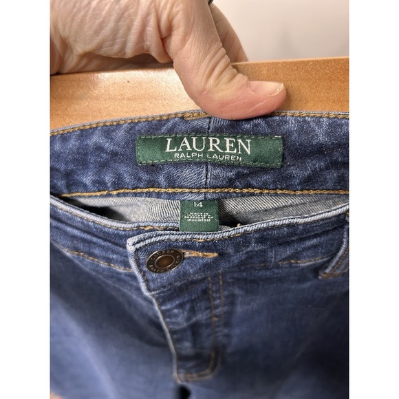 Lauren Ralph Lauren Women Modern Straight Curvy Jeans Dark Wash Denim Size 14 - Picture 9 of 11